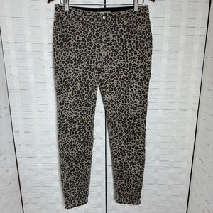 Knox Rose Mid Rise Ankle Stretch Skinny Jeans Leopard Print Size 10